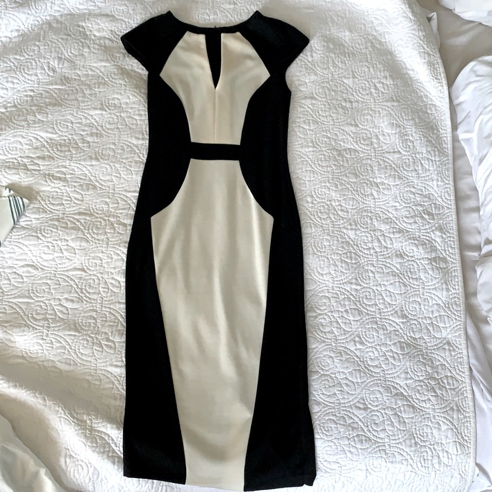 ASOS black/ivory midi dress UK 8